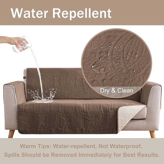 Toffee Loveseat Covers for 2 Cushion Couch, Water-Repellent Covers for Love - Image 3