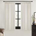 MIULEE Beige White Pinch Pleated 100% Blackout Linen Curtains 40x63 Inches | by MIULEE