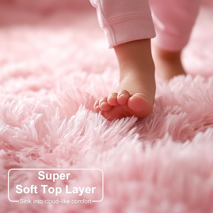 Amdrebio Light Pink Small Cute Round Rug 3Ft - Image 4