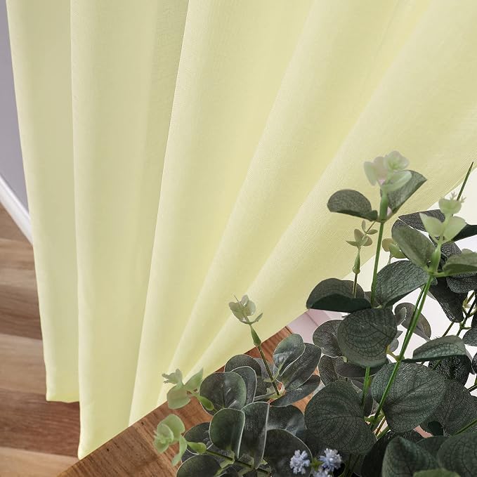 Tollpiz Sheer Tier Curtains Kitchen Linen Textured Half Curtain Sheers Light - Image 3