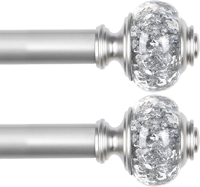 2 Pack Silver Curtain Rods for Windows 48 to 84 Inch, USFOOK 7/8 inch by USFOOK