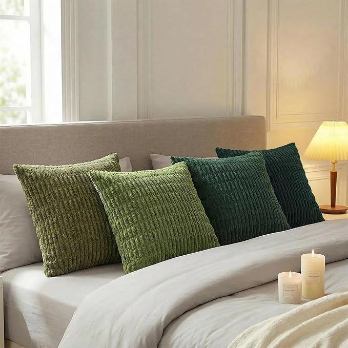 Fancy Homi Set of 4 Green Boho Winter Decorative Throw Pillow Covers 22x22 Inch - Image 3