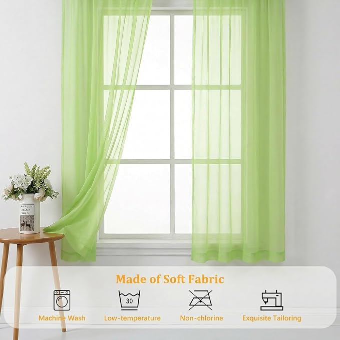 Gwine Short Kitchen Sheer Curtains 30 Inch Length - Image 7