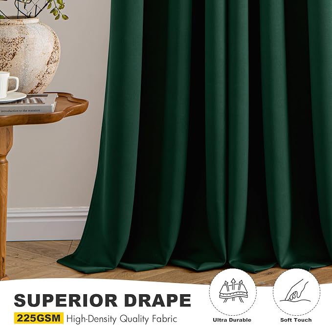 MIULEE Blackout Curtains for Bedroom 2 Panel 40 x 45 Inch Long Hunter Green | - Image 5