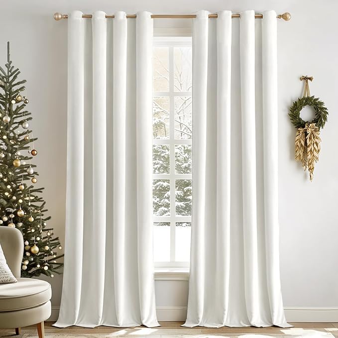 MIULEE Velvet Curtains Pure White Elegant Grommet Curtains Thermal Insulated by MIULEE