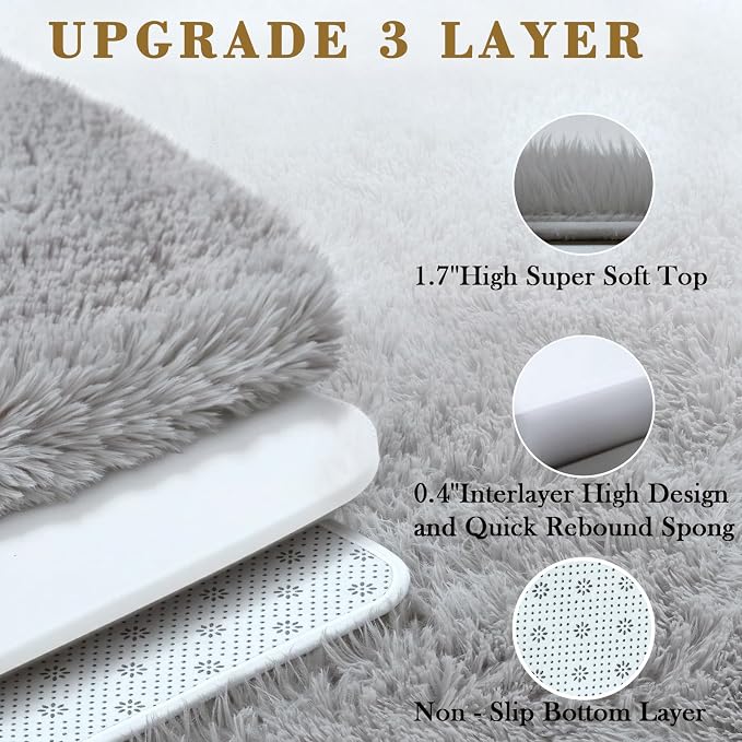 Area Rugs 10x14 Living Room, Shaggy Carpet Soft Plush Furry Bedside Rug Large - Image 4