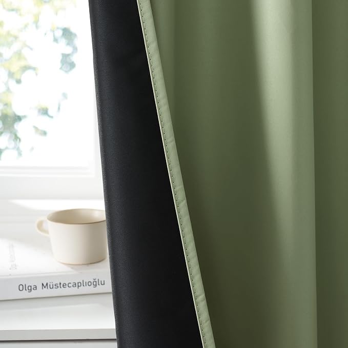 RYB HOME 100% Blackout Basement Curtains 30 inches Long, Heat & UV Blocking - Image 4