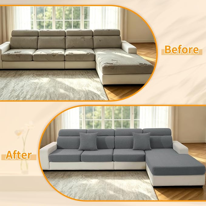 XINEAGE Large Couch Cushion Covers Seat Cushion Cover Thick Stretch Sofa - Image 7