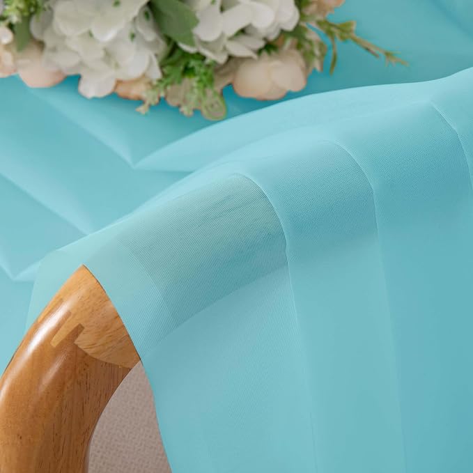 Aqua Sheer Curtains for Bedroom Living Room 72 Inches Long 2 Panels Set - Image 6