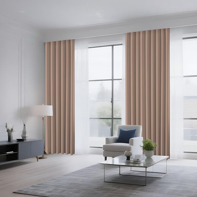 CUCRAF Khaki Blackout Curtains 54 inch Length 2 Panels Set, Rod Pocket Room - Image 8