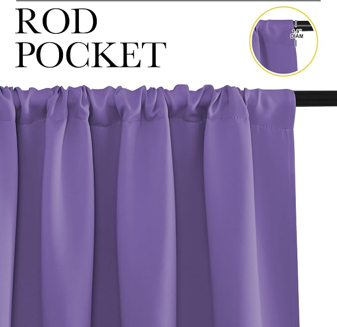 NICETOWN Kitchen Curtains, Lilac Purple, Short Blackout Curtains & Drapes - Image 2