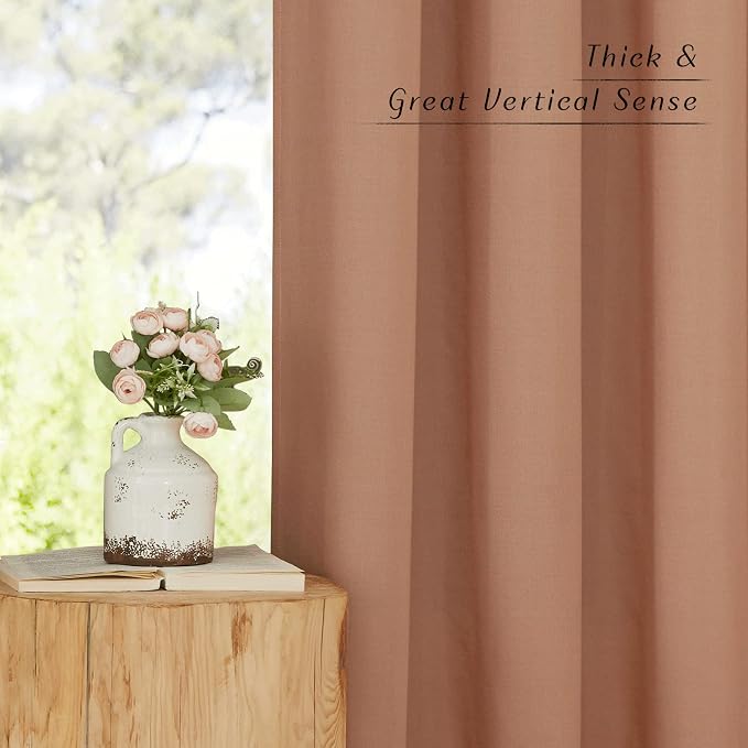 NICETOWN Linen Flax Semi Sheer Curtains 92" Length, Grommet Window Treatments - Image 6