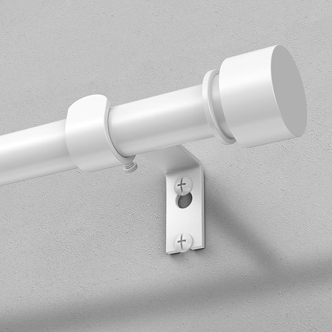 Modern White Curtain Rods for Windows 48 to 84 Inch, Decorative Drapery Rods by OLV