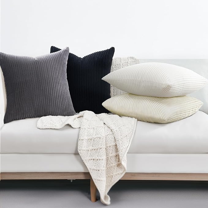 Topfinel 20x20 inch 4 Pack Black and White Decorative Throw Pillow Covers - Image 4