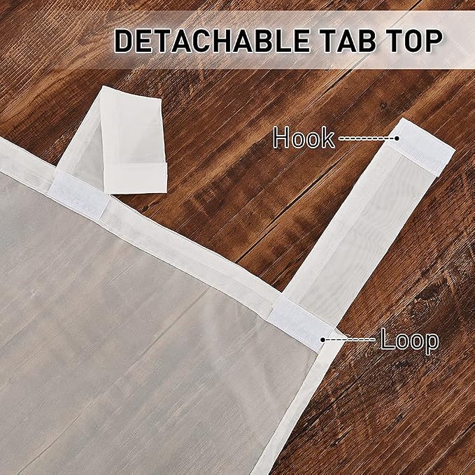 RYB HOME Detachable Tab Top Outdoor Sheer Curtain Privacy Outdoor Indoor Curtain - Image 2