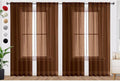 SpaceDresser Brown Sheer Curtains 4 Panels Rod Pocket Semi-Sheer Curtain 90 by SpaceDresser