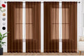 SpaceDresser Brown Sheer Curtains 4 Panels Rod Pocket Semi-Sheer Curtain 72 by SpaceDresser