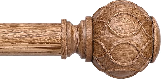 Wood Curtain Rods for Windows 48 to 84 Inch, Boho Vintage Decorative 1 Inch by Wolistsa