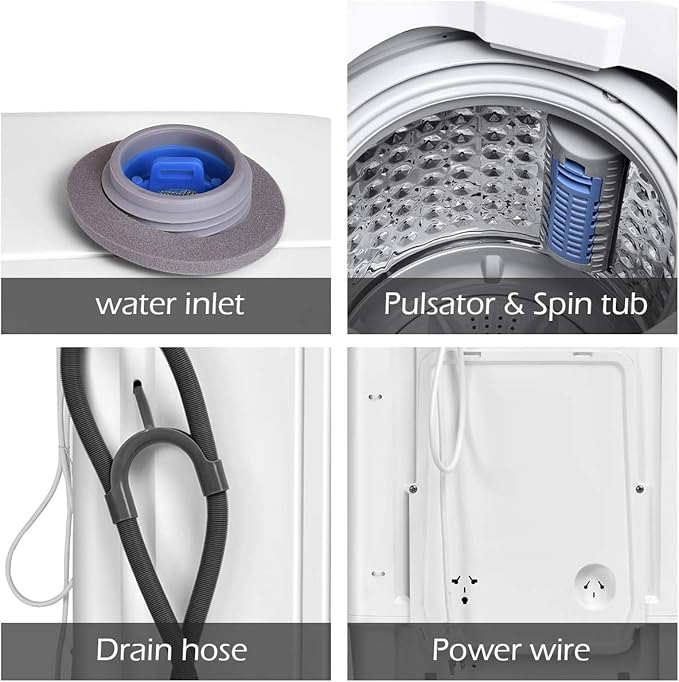 Giantex Portable Washing Machine, Full Automatic Washer and Dryer Combo, with Built-in Pump Drain 8 LBS Capacity Compact Laundry Washer Spin Dryer for Apartment RV Dorm