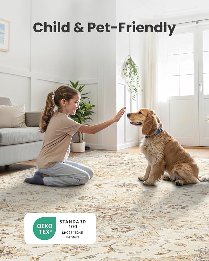 AMADA HOMEFURNISHING 2'6"x8' Washable Area Rug, Low-Profile Entryway Rug - Image 3