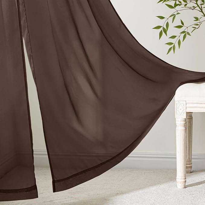 MIULEE Chocolate Sheer Curtains 72 Inches Long 4 Panels 42 x 72 Inches | Light - Image 6