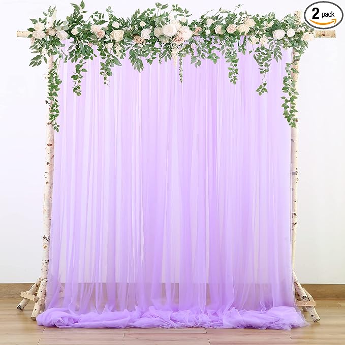 Lavender Tulle Backdrop Curtains by Suppromo