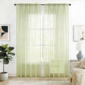 SpaceDresser Check Sheer Curtains 45 Inches 2 Panels Set, Rod Pocket Plaid by SpaceDresser