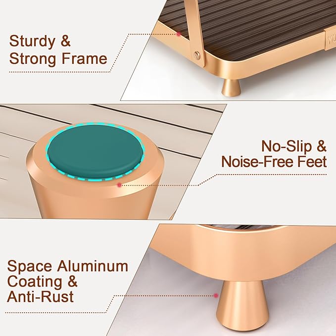 YUPER Bathroom Counter Organizer, 2-Tier Corner Bathroom Organizers and Storage, Makeup Storage Shelf Vanity Tray Perfume Organizer, Bedroom Corner Counter Storage Sink Shelf Gold