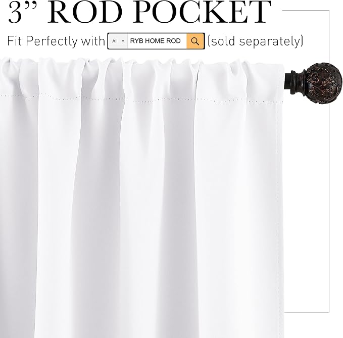 RYB HOME Short Pure White Curtains - Image 2