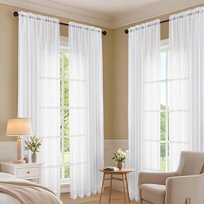 OVZME White Bedroom Curtains 2 Panel Sets 90 Inch Length, 59 Inch Extra Wide - Image 7