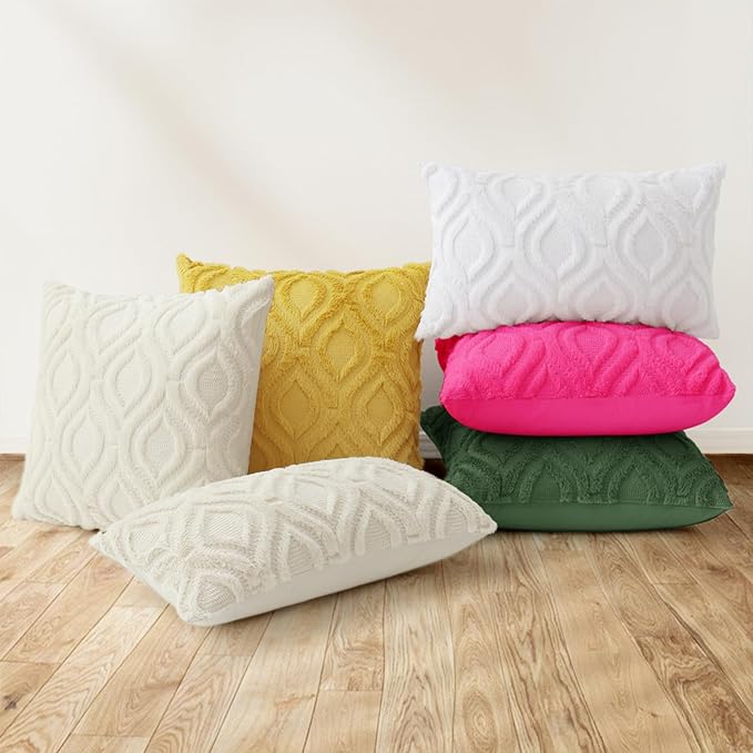 decorUhome Throw Pillow Covers 22x22 Inch Set of 2, Soft Plush Faux Wool Forest - Image 8