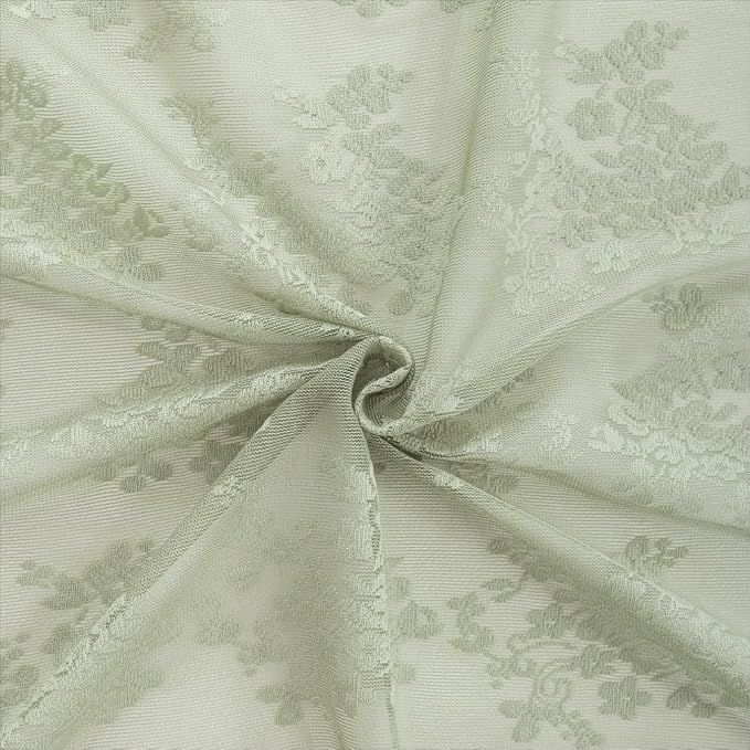 YJ YANJUN Vintage Lace Curtains 30 Inch Length-Victorian Floral Pattern Boho - Image 2