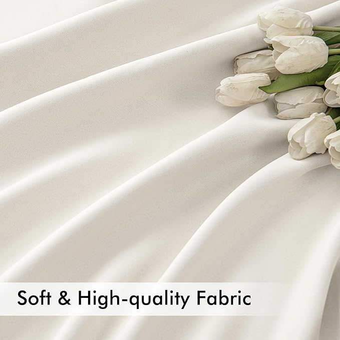 MIULEE Ivory Back Tab Blackout Curtains 52x102 Inch Long 2 Panels Set | Rod - Image 6