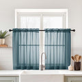 Dusty Blue Sheer Curtains Tier 30 Inches Length 2 Panels, Light Filtering by Home