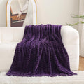 Puncuntex Deep Purple Throw Blanket 50"×60" inches Fuzzy 3D Jacquard Decorative by Puncuntex