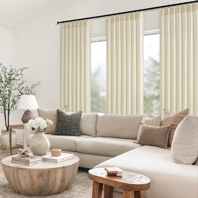 Topfinel 105 Inch Curtains 2 Panels Set, Two Packs Pinch Pleat Back Tab Linen - Image 8