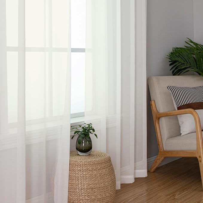 Aiyufeng Voile Sheer Ivory Curtains - Image 4