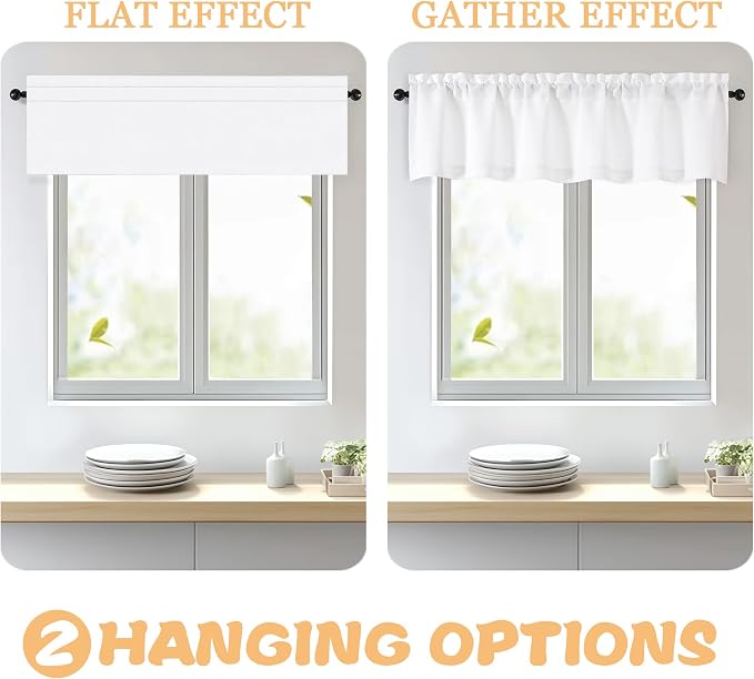 OWENIE White Valances for Windows 1 Pcs 22 Inch Length, Light Filtering - Image 5
