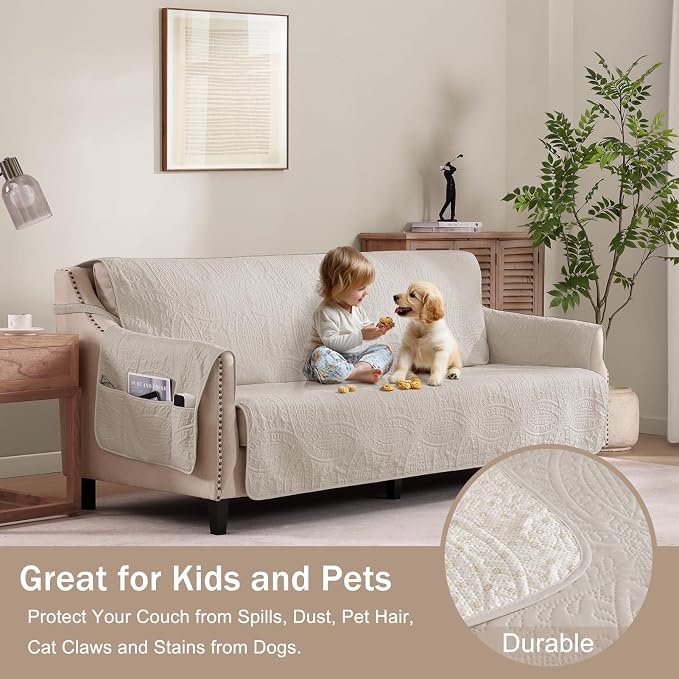 Quilted Grand Sofa Covers for 4 Cushion Couch, Couch Cover for Grand Sofa - Image 8