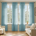 MIULEE Dusty Blue Sheer Curtains 72 Inches Long, 4 Panels Set, Light Filtering by MIULEE
