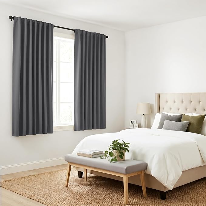 PONY DANCE Gray Short Blackout Curtains - Image 8