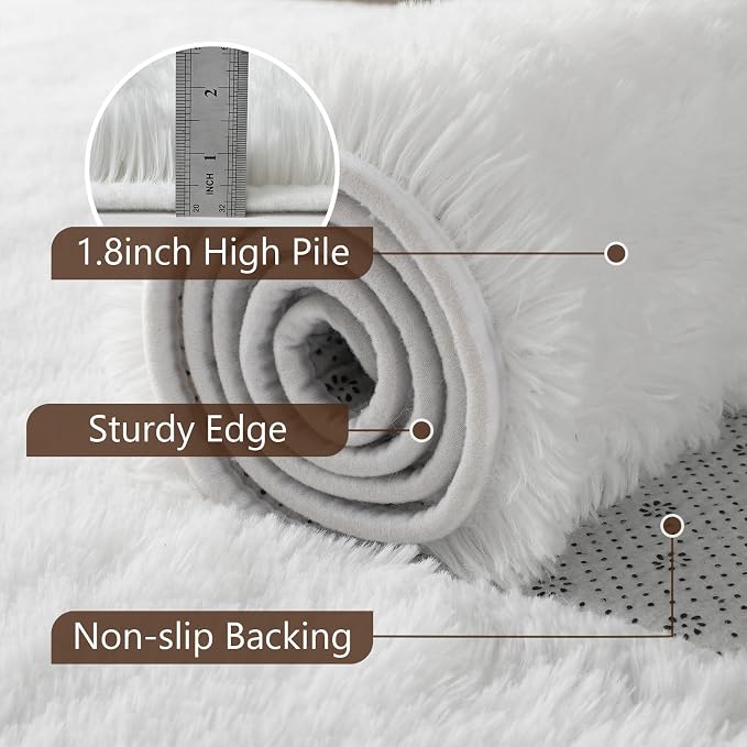 6x9 Large White Fluffy Soft Area Rug Non-Slip - Image 6