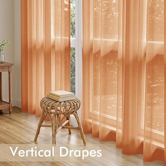 MIULEE Fall Orange Sheer Curtains 90 Inches Long 4 Panels 42 x 90 Inches | - Image 5
