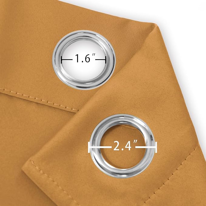 Mustard Yellow Blackout Curtains 66 x 63 Inch Length/Set of 2 Curtain - Image 5