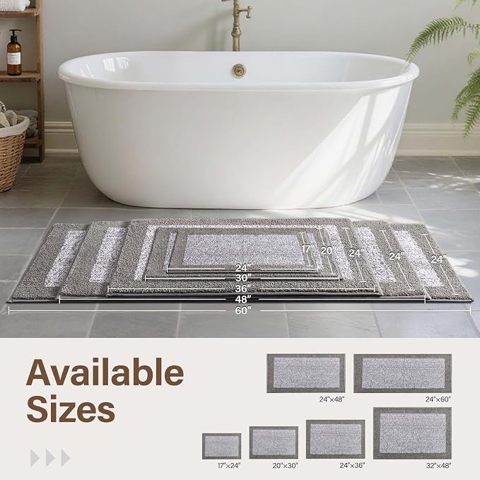 48x32 Large Bathroom Rugs Washable Non Slip, Light Grey Bath Mat - Image 8