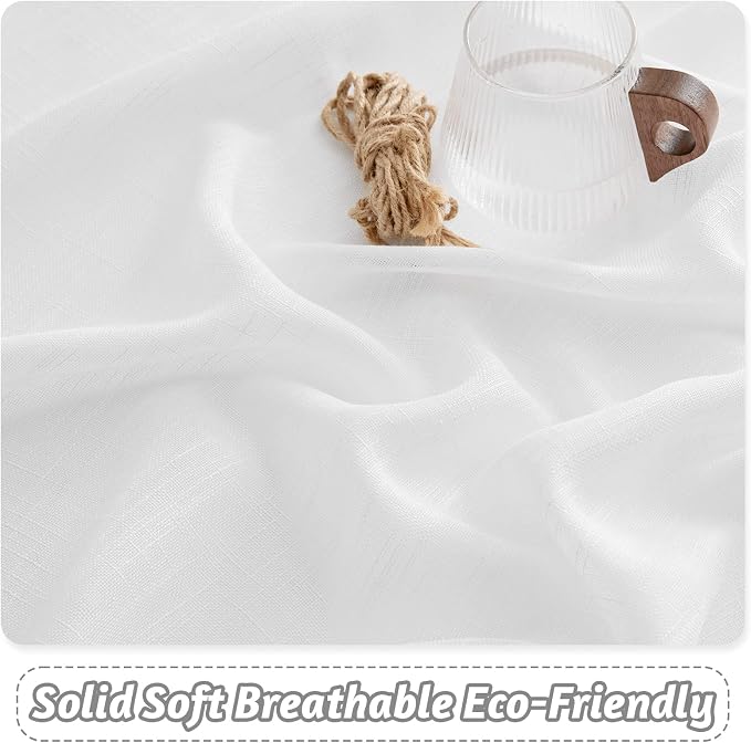 RYB HOME White Linen Textured Sheer Ties - Image 3