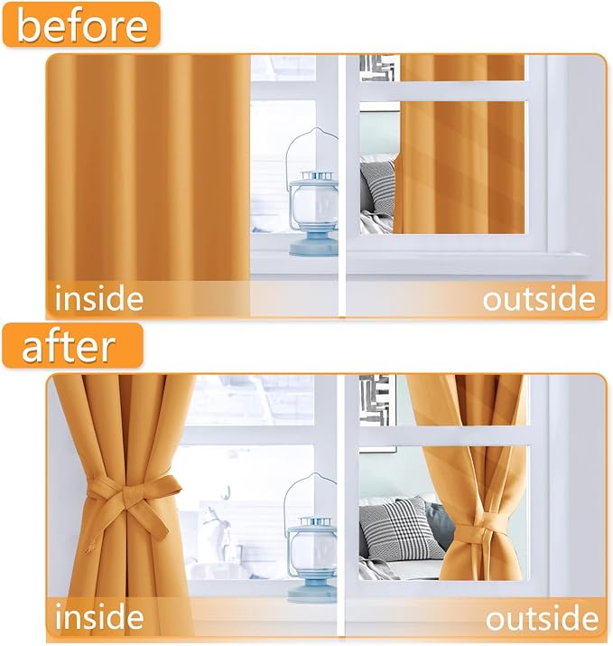 Blackout Curtains for Bedroom, 60 x 84 Inches Long, Pumpkin Orange | Thermal - Image 5