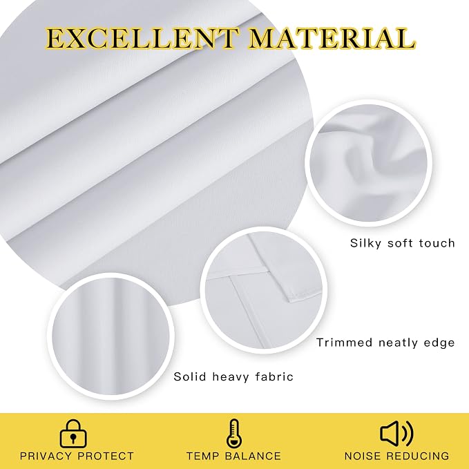 NICETOWN Greyish White Curtain for Bedroom, Room Darkening Solid Thermal - Image 4