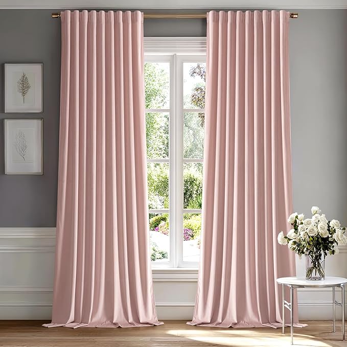 MIULEE Light Pink Velvet Curtains 52x90 inches Luxury Blackout Curtains | by MIULEE
