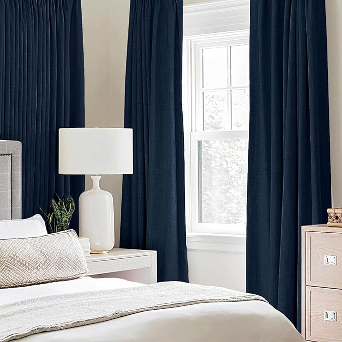 MIULEE Linen Textured Curtains Solid 100% Blackout - Image 2